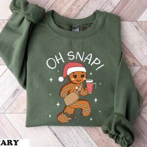 Oh Snap Gingerbread Cookie Sparkly Holiday Funny Christmas Sweatshirt